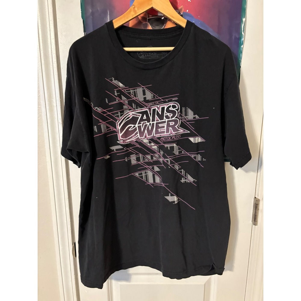 Answer Racing Motocross Graphic T-Shirt Mens XL Black Pink Short Sleeve Cotton